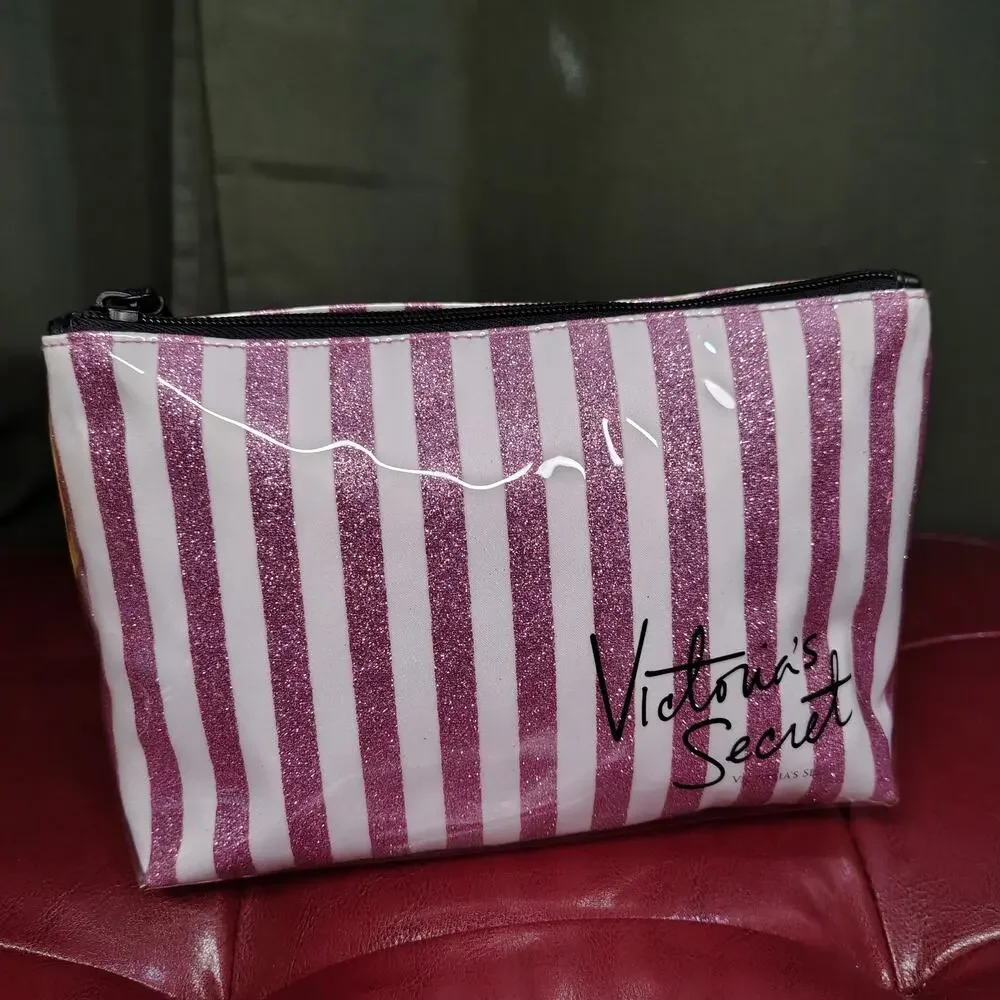 #PH17 - VICTORIA'S SECRET COSMETICS BAG - SPARKLY WHITE AND PINK GLITTER